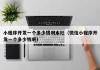 小程序开发一个多少钱啊本地（微信小程序开发一个多少钱啊）